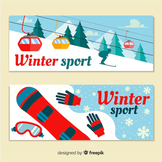 Free Vector winter sport banners