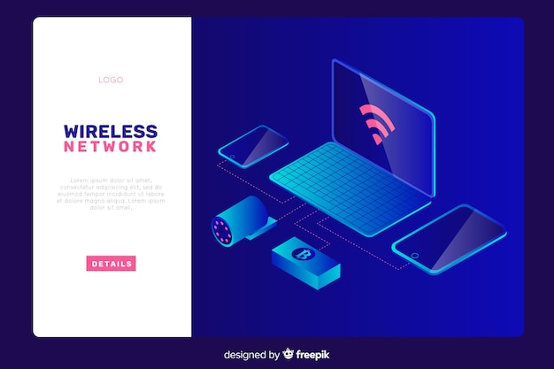 Free Vector wireless network landing page template