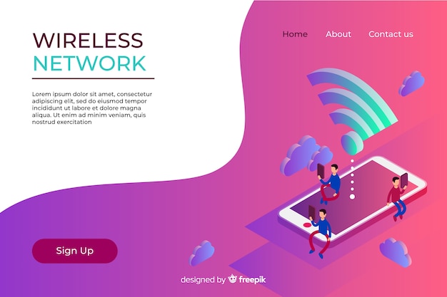 Free vector wireless network landing page template