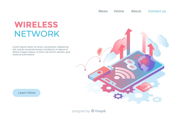 Free vector wireless network landing page template