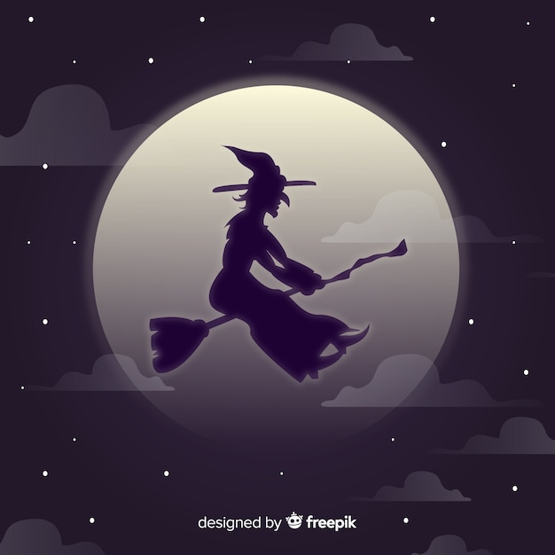 Free Vector witch character with silhouette style