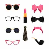 Free vector woman accessories photo booth props vector