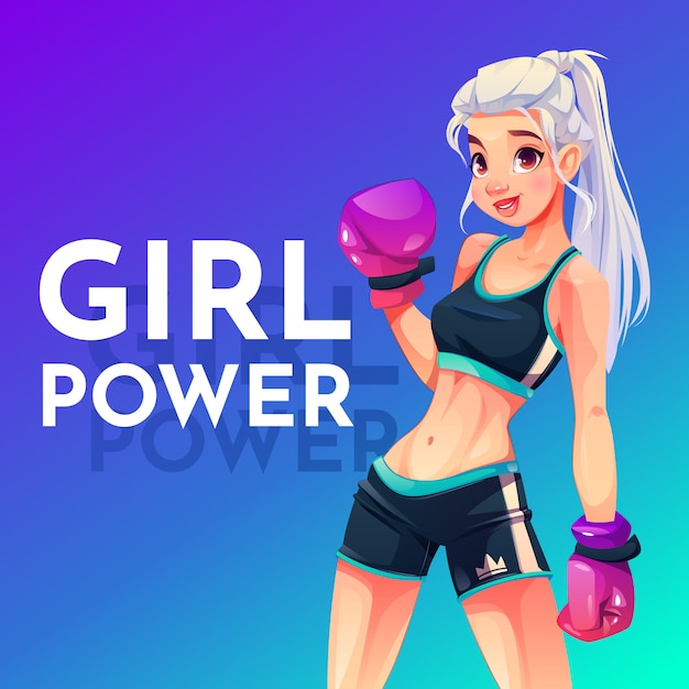 Free Vector woman in boxing gloves and sportswear