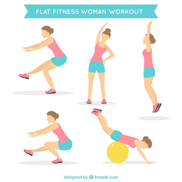 Free Vector woman doing different exercises in flat design