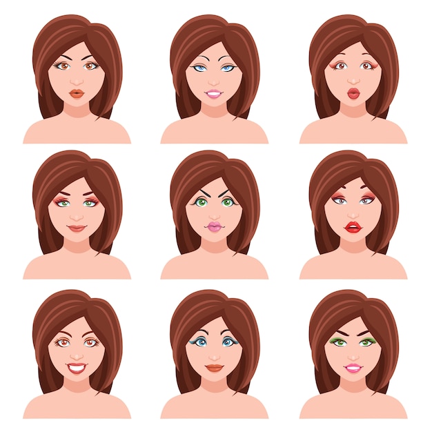 Free Vector woman faces set