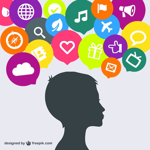 Free Vector woman head and social icons