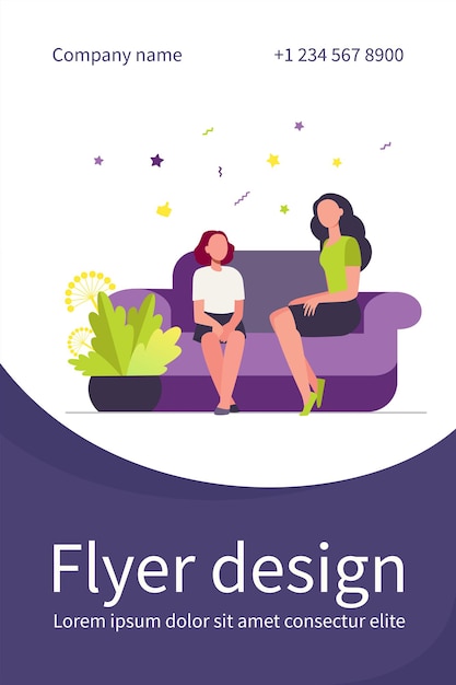 Free Vector woman sitting on sofa with girl