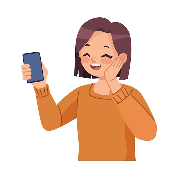 Free Vector woman using smartphone isolated design