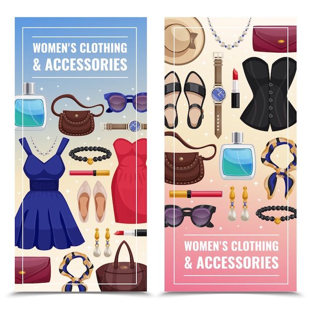 Free vector women accessories vertical banner set