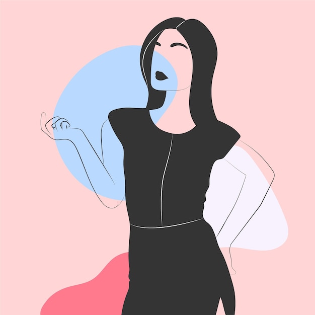 Free vector women in elegant line art style