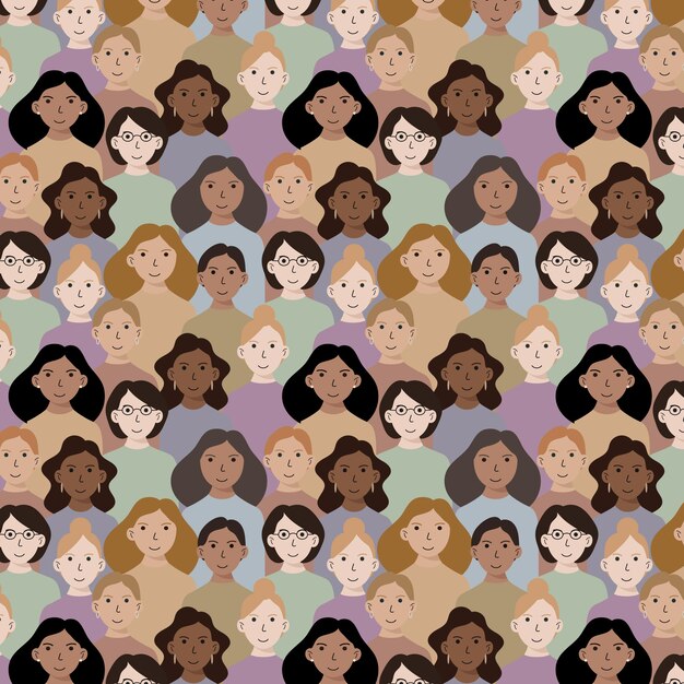 Women's day pattern with faces