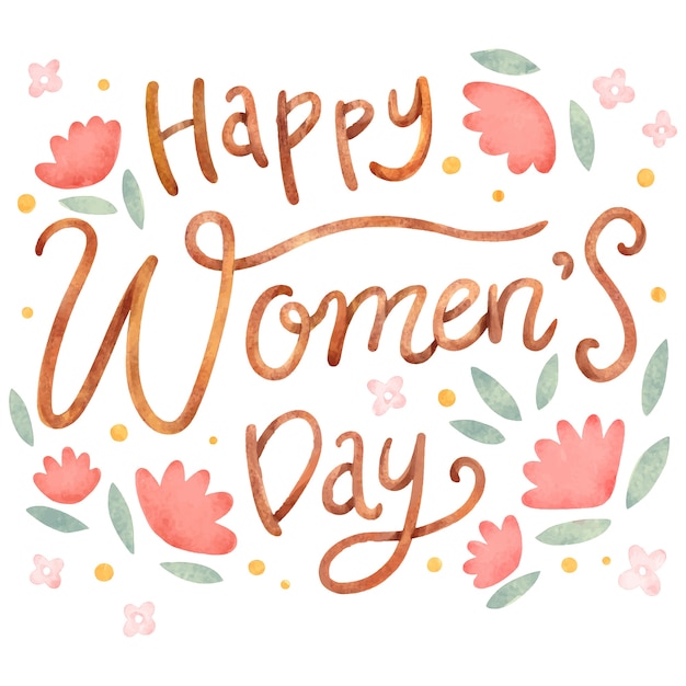 Free vector women's day with watercolor lettering