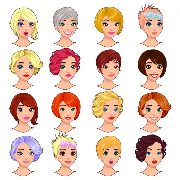 Free vector women's heads set