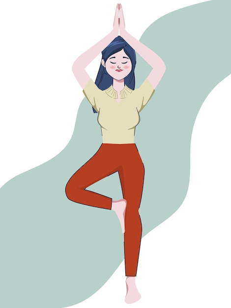 Free Vector women in yoga character animation pose for healthy