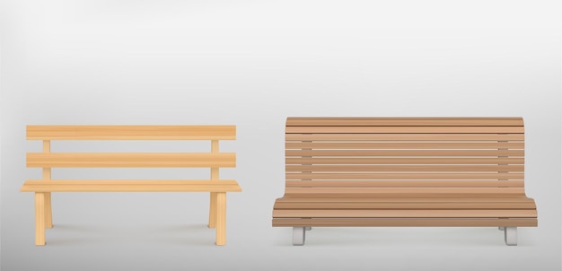 Free vector wooden bench for park or backyard decoration