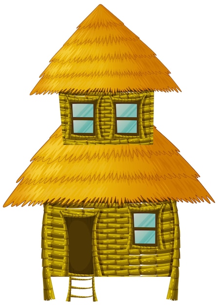 Free Vector wooden hut with two stories