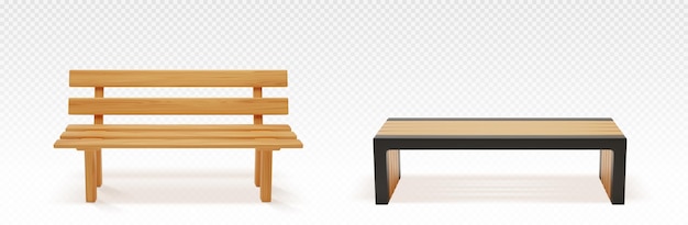 Free Vector wooden park or backyard bench front view