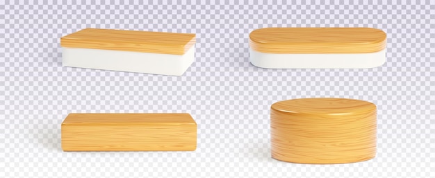 Free Vector wooden platforms set on transparent background