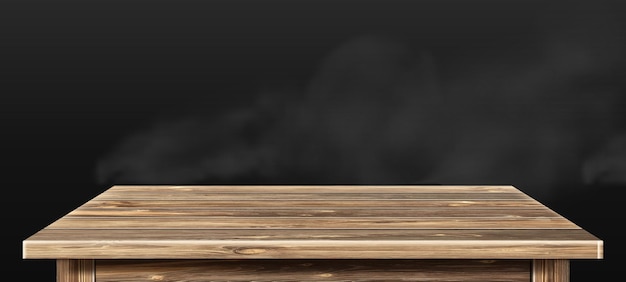 Free Vector wooden rustic table top on black background