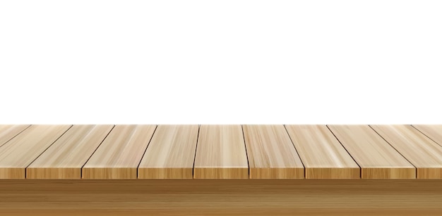 Free Vector wooden table foreground, wood tabletop front view, light brown rustic countertop surface.