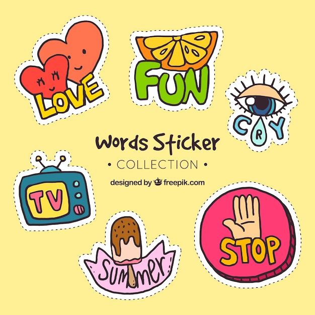 Free vector words stickers colection