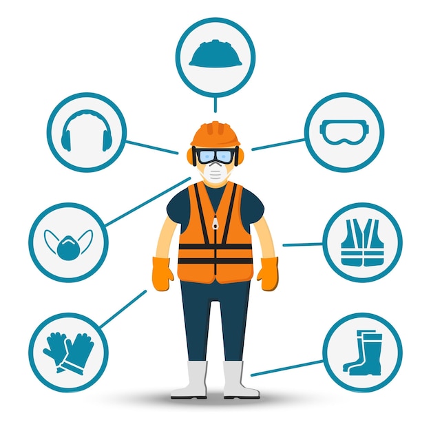 Free vector worker health and safety. illustration of accessories for protection
