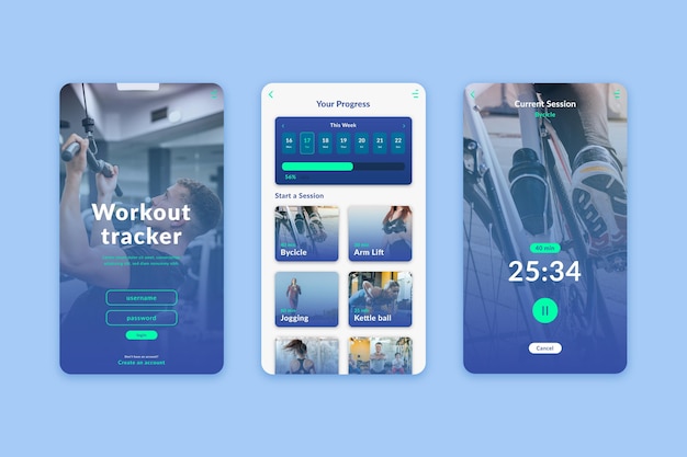 Free Vector workout tracker app interface