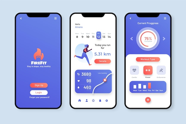 Free vector workout tracker app interface