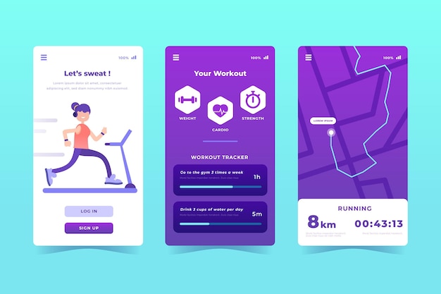 Free Vector workout tracker app set