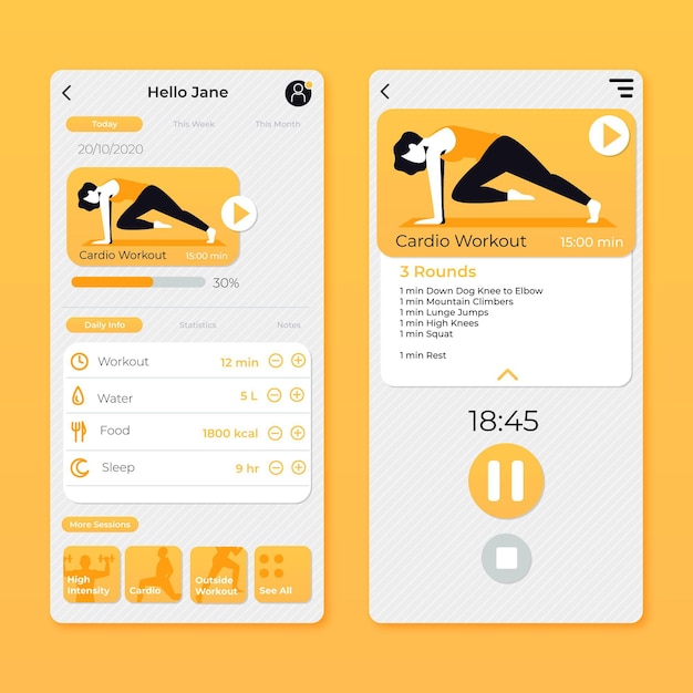 Free Vector workout tracker app