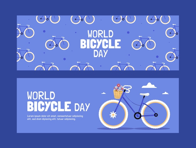 Free vector world bicycle day hand drawn flat banner