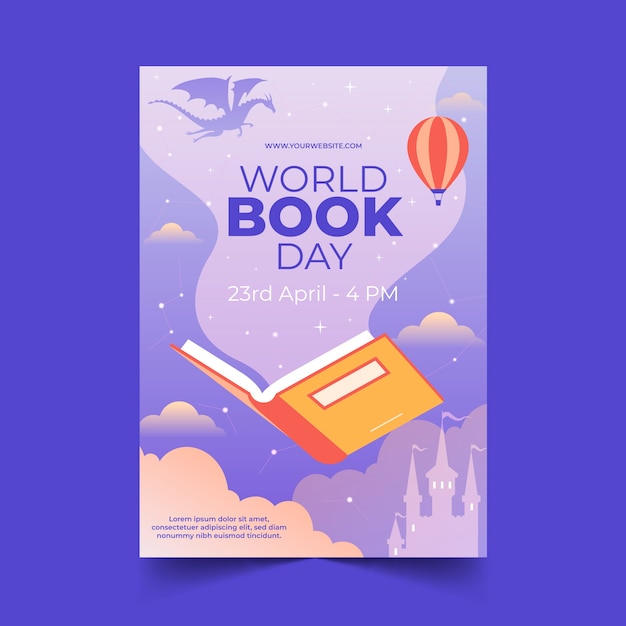 Free vector world book day poster template