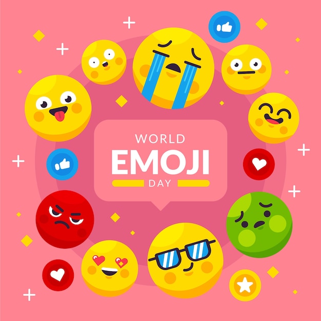 Free vector world emoji day flat