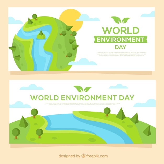 Free Vector world environment day banner with earth design