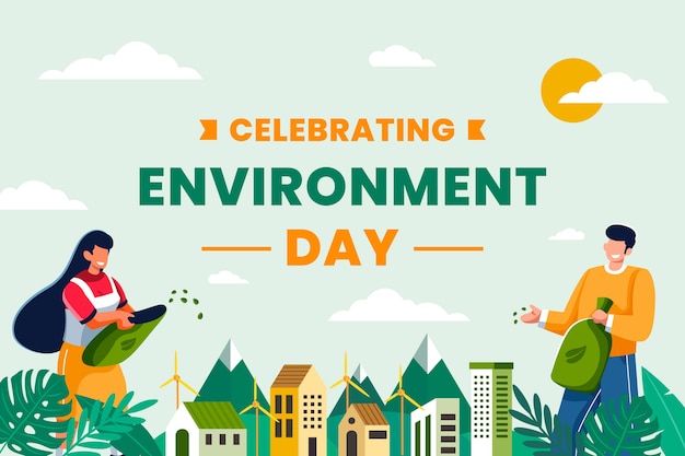 Free Vector world environment day hand drawn flat background