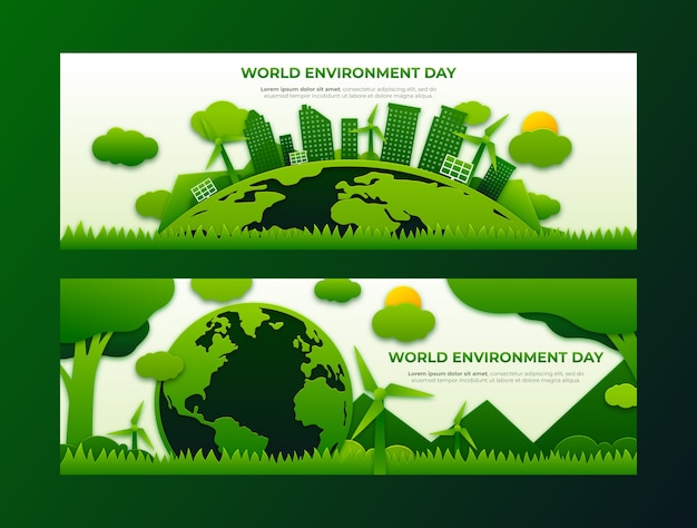 Free Vector world environment day paper style banner