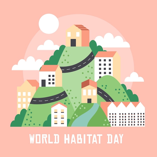 Free vector world habitat day concept