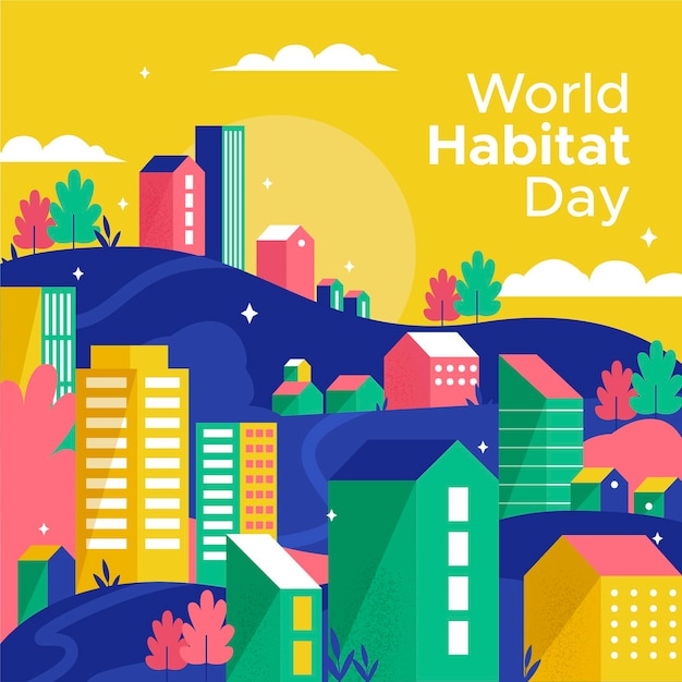 Free vector world habitat day in flat design