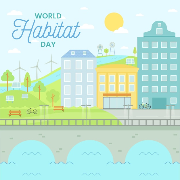 Free vector world habitat day in flat design