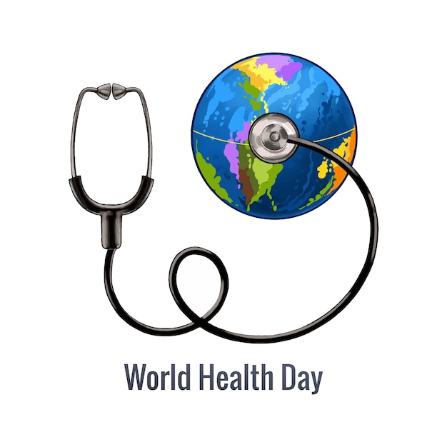 Free Vector world health day concept with stethoscope globe background