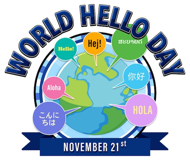 Free Vector world hello day poster design