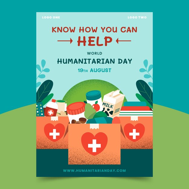 World humanitarian day hand drawn flat poster