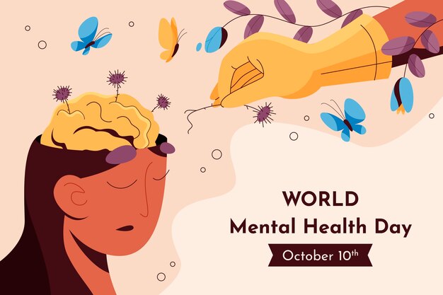 World mental health day flat design background