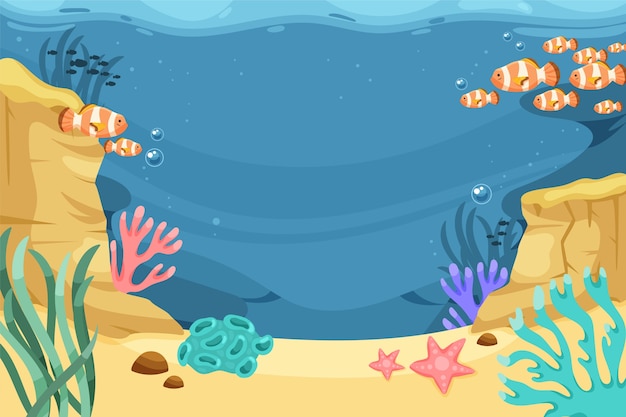 World oceans day hand drawn flat background