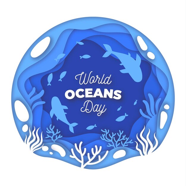 World oceans day illustration in paper style