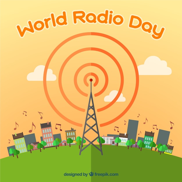 Free Vector world radio day background