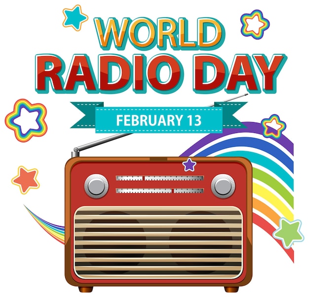 Free Vector world radio day banner