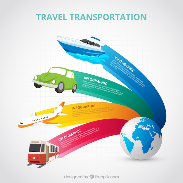 Free Vector world and transport with colorful banners