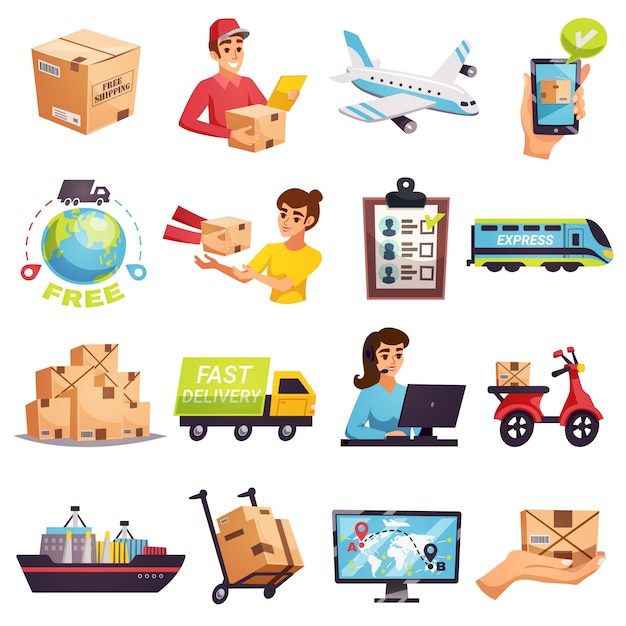 Free Vector worldwide shipment delivery elements set