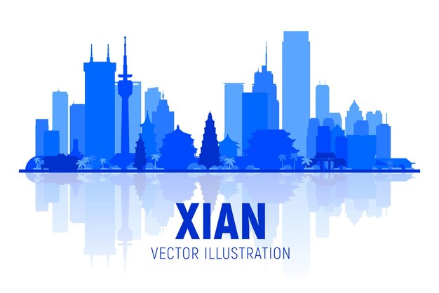 Xian skyline China  Vector illustration Business travel and tourism concept with modern buildings Image for presentation banner website